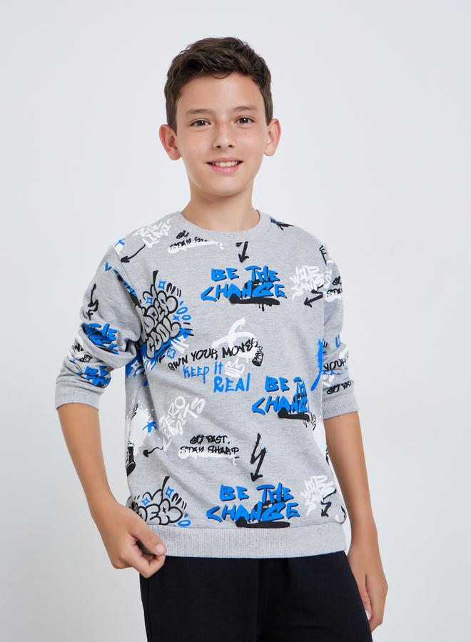 ستايلي طقم من سويت شيرت مطبوع وجوغر - Image 3